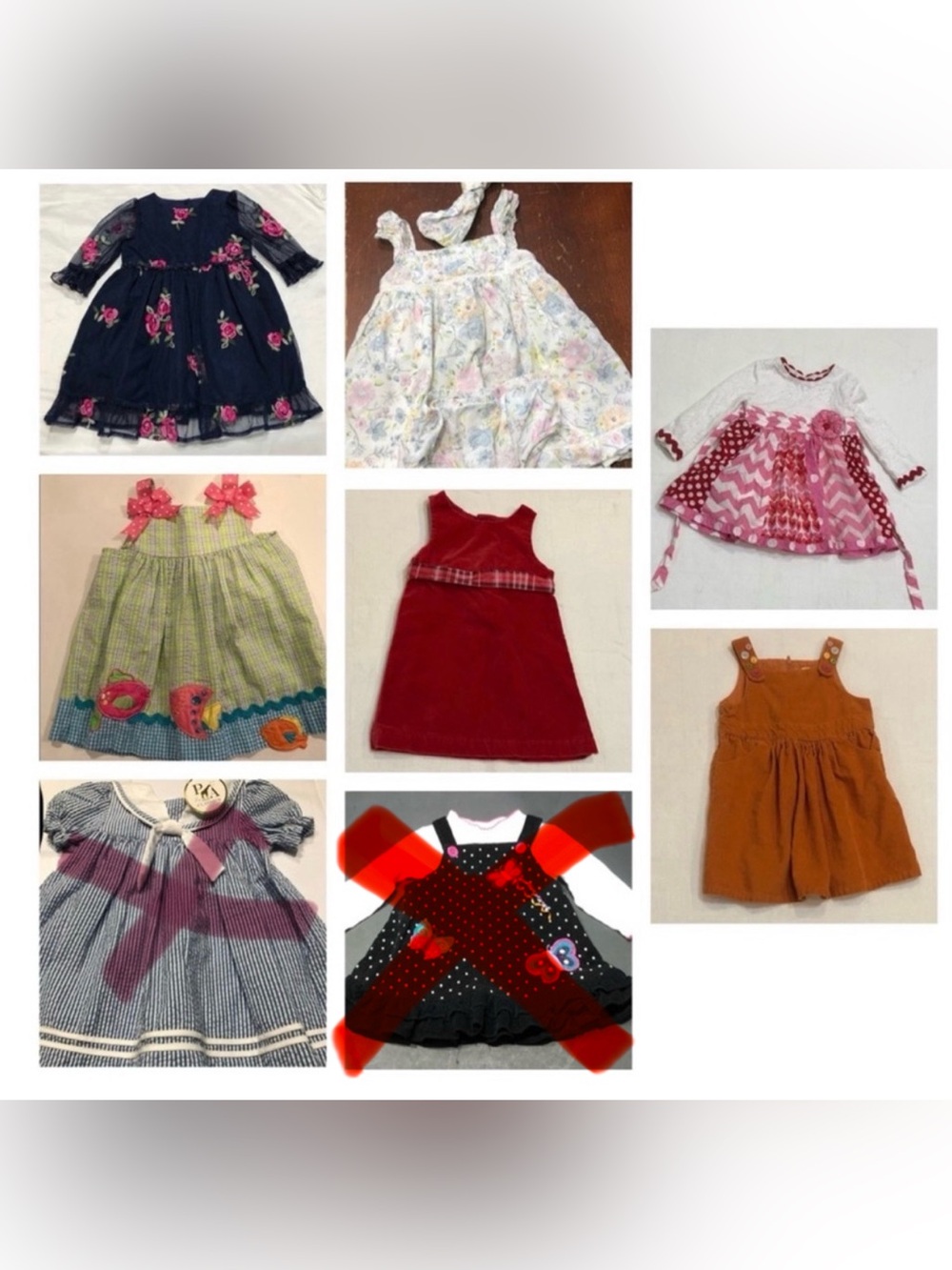 Lot of 7 Toddler Dresses/Multiple Brands Sz 18M
